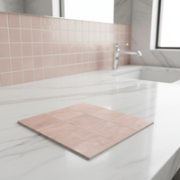 Mosaïque de carreaux de porcelaine brillante et mate rose 100x100mm pour murs et sols, mosaïque de style métro