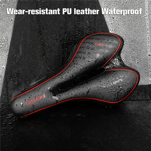 Sillín de bicicleta de cuero con diseño ergonómico, asiento de bicicleta de Gel para ciclismo, impermeable, de cuero PU, cómodo, para bicicleta de montaña - Product Image 4