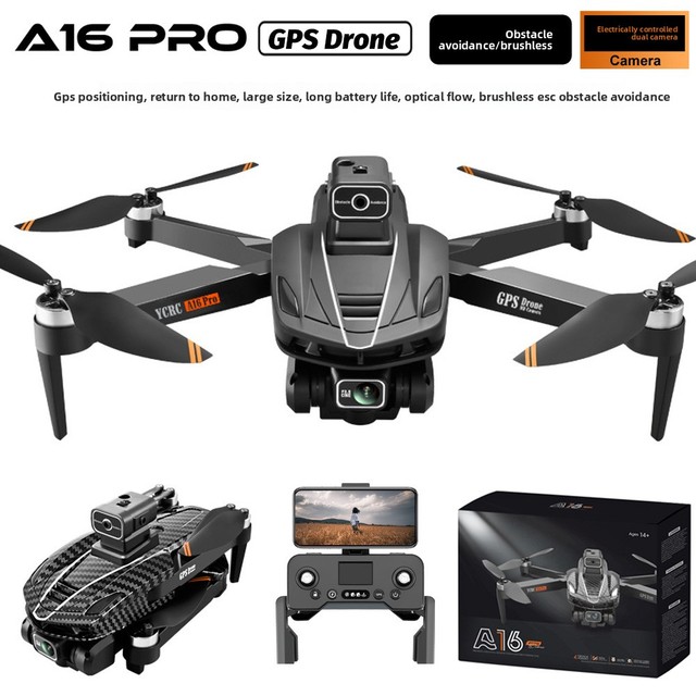 YCRC GPS Drone 4.3-Inch Screen Remote Control Brushless Motor 4K HD Dual Camera Foldable Design Beginner-Friendly Plastic