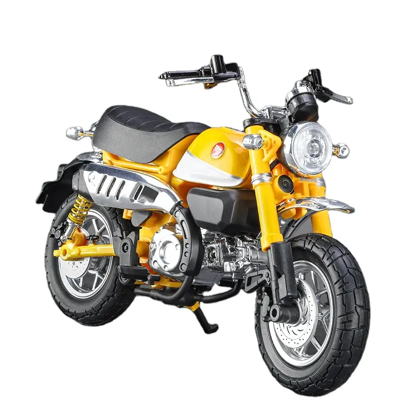 HUAYI 1:12モンキー125合金ダイキャストおもちゃオートバイコレクションサウンドとライトオフロードオートサイクルおもちゃ車のオートバイモデル