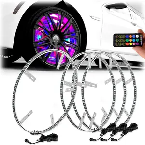 Ovovs ip68 4 peças kits rgb, à prova d' água, anel da roda de carro luzes