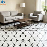 Carreaux de sol et de mur antidérapants 800x800mm, finition brillante, motifs floraux géométriques pour cuisine, salon, hôtel, café, terrasse