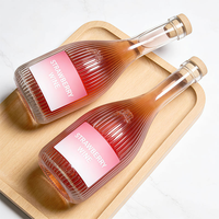 Bouteille de vin en verre transparent à rayures verticales, petite bouteille de vin, bouteille de vin glacé, bouteille de vodka, bouteille de liqueur de prune scellée, bouteille compartimentée