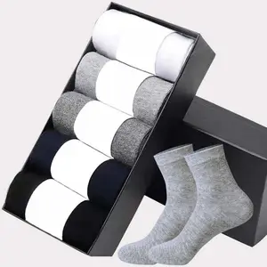 Wholesale manufacturers 5 Pairs Box Packing Cotton sock custom Classic design Pattern Business men's socks