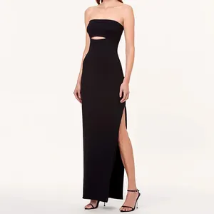 Tùy chỉnh phong cách thuyền cổ Hollow Out Side chia Evening của phụ nữ Dresses