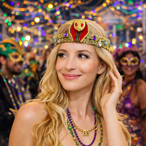 Diadema Egipcia Pafu para Carnavales de Halloween, Ajustable, con Serpiente Dorada, Accesorio para el Cabello de Diosa Serpiente, para Cosplay - Product Image 2