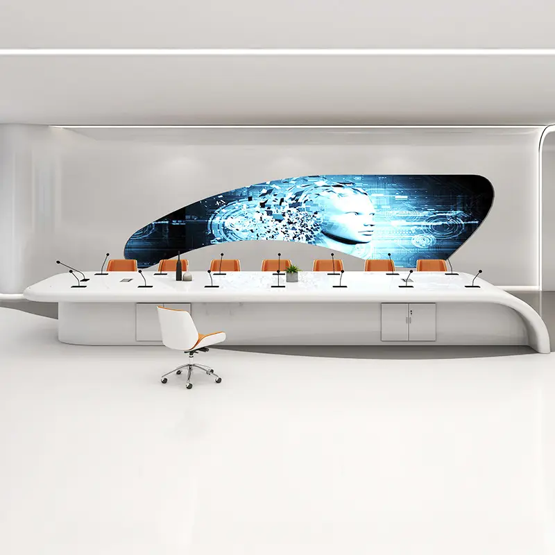 Creative painted office desk large conference table for Television stations telecommunications company