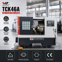 Tour à lit incliné CNC WOJIE TCK46A de haute précision certifié CE, mandrin de 8 pouces, 3500 tr/min