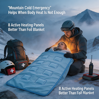 Couverture de survie auto-chauffante avec 8 panneaux chauffants – Mieux que les couvertures d'urgence en aluminium classiques – Idéale pour le camping en extérieur et les situations de secours