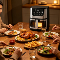 Friteuse à air 7L pour la maison, commande tactile intelligente, fenêtre de visualisation transparente, grande capacité, sans huile, appareil de cuisson de comptoir pour la cuisine