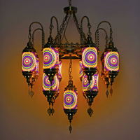 Lampes suspendues de galvanoplastie en bronze bohème de style turc matériel de haute qualité nouveau lustre en vitrail de conception