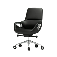 Chaise de bureau de luxe en cuir, dossier haut, pivotante, ergonomique et moderne, avec base en aluminium pour immeuble de bureaux