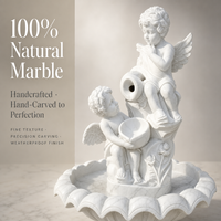 Fontaine d'ange en marbre naturel sculpté à la main, à deux niveaux, style baroque européen, pour villa, jardin, hôtel, cour.