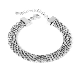 Pulsera de Cadena de Acero Inoxidable con Múltiples Eslabones, Plateada, Estilo Clásico, Joyería Unisex - Product Image 1