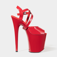 Nouvelles sandales populaires d'été à talons hauts de 20 cm (8 po) rouges brillantes pour pole dance, plateforme, modèle de défilé, légères