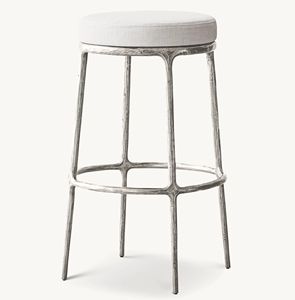 American Retro Style Handmade Forged Iron base Upholstered Swivel Backless Seat Bar Chair Counter <b>Stool</b> for Kitchen Island - Product Image 4