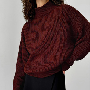 Women's Sweater Knitwear 2026 Autumn <b>Winter</b> Half High Neck Loose Drop Shoulder Oversized Casual <b>Top</b> - Product Image 4