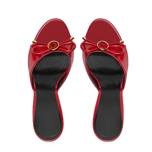 Mules à talon ultra haut pour femme, taille 45, coupe large, imprimé léopard, bout ouvert, avec nœud avant, en cuir verni, pour l'été, les soirées et l'extérieur - Product Image 6