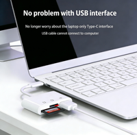 Lector de Tarjetas OTG 3 en 1 al por Mayor, Adaptador de Lector de Tarjetas USB Tipo-C TF/SD para Computadora Portátil, Teléfono, Tableta, Conector de Tarjeta de Memoria Externa