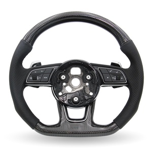 Volant pour <span class=keywords><strong>Audi</strong></span> B9/B8/S3/A7/A5/A4/C7/A3/Q3/A6/C6/<span class=keywords><strong>TT</strong></span>/S4/RS5/RS3/R8/Q5/S5/A8 - Design <span class=keywords><strong>sport</strong></span> en fibre de carbone et cuir - Product Image 5