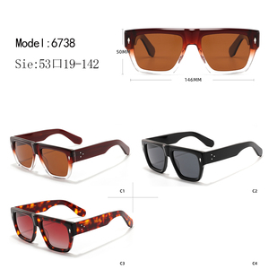 Custom Logo Way farer Sunglasses Full Rim Rectangle Frame Resin Lens Anti-Uv Protection Unisex Adult - Product Image 2
