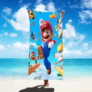 Prix compétitif Serviette de plage personnalisée personnalisée avec dessin animé créatif Super Mario imprimé Serviettes de bain pour enfants