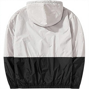 High Quality unisex Outdoor <b>Windbreaker</b> Jacket Khaki <b>Black</b> Hooded Design Zipper Pockets Lightweight Sportswear Factory Wholesal - Product Image 3