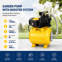 Pompe auto-amorçante robuste pour jardin 1200W 3800L/h, hauteur de refoulement 48m, aspiration 8m pour applications domestiques de surpression d'eau
