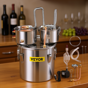 Destilador de alcohol Vevor de 50L de acero inoxidable con tubo de cobre, termómetro incorporado, kit para elaboración casera de bebidas. - Product Image 2