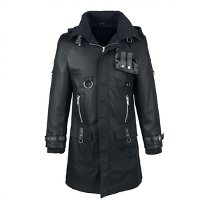 <b>Gothic</b> Style Men's Long Leather Fashion Men's Coat Steampunk-Vintages Tailcoat <b>Jacket</b> <b>Gothic</b>-Victorian Coat - Product Image 1