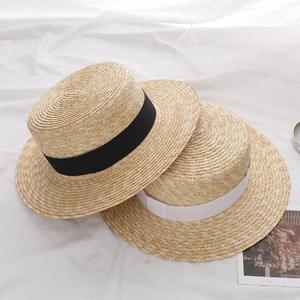 2025 personnalisé été femmes large bord chapeau de <span class=keywords><strong>paille</strong></span> mode Chapeau <span class=keywords><strong>Paille</strong></span> dame soleil chapeaux canotier blé Panama plage chapeaux - Product Image 1
