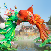 Eisen-Koi-Fisch-Bogenfigur & Lotus-Teich-Skulptur – Wasserdichte Garten-Dekoration für den Innen- und Außenbereich, ideal für Abschlussfeiern