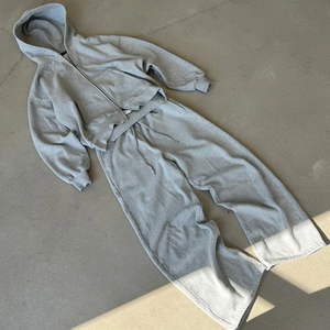 Ensemble de survêtement personnalisé en molleton technique pour <span class=keywords><strong>homme</strong></span>, avec sweat à capuche zippé et <span class=keywords><strong>pantalon</strong></span> évasé - Product Image 2