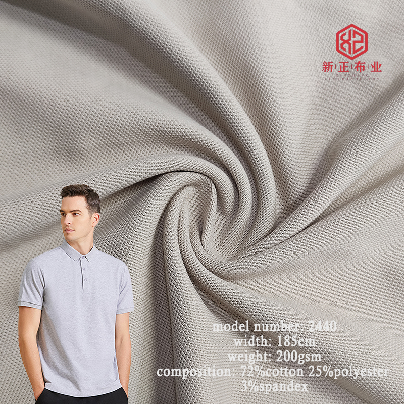 High-End 200gsm Pique Stof 72% Katoen 25% Polyester 3% Spandex Pique Poloshirt Stof