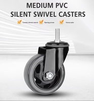 Roue pivotante industrielle de 100 mm (4 pouces) à usage moyen avec tige filetée pour chariot à poignée
