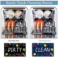 Aimant indicateur double face réversible Propre/Sale en plastique avec motif floral pour lave-vaisselle, réfrigérateur et buanderie