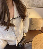 Femmes automne/hiver doux poupée col Style japonais Cardigan manteau nouvelle couleur unie lâche paresseux vent tricoté pull OEM Service