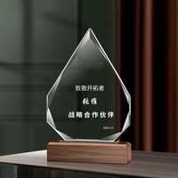 Trophée en cristal vierge créatif, médaille en bois style plaque d'immatriculation, pour récompenses annuelles d'entreprise, de personnel excellent et de compétitions, souvenir