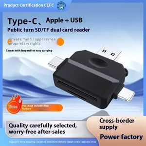 Lecteur de cartes multifonction 3 en 2, adaptateur <span class=keywords><strong>USB</strong></span> 2.0 Type <span class=keywords><strong>C</strong></span> vers SD, lecteur de clé <span class=keywords><strong>USB</strong></span> pour PC, accessoires pour ordinateur portable - Product Image 4