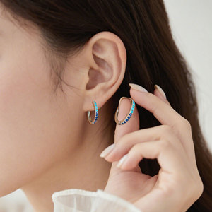 Cuff Earrings Blue Gradient Micro Inlaid Zirconium Copper Alloy Geometric Design Fashion Jewelry EA14925 - Product Image 2