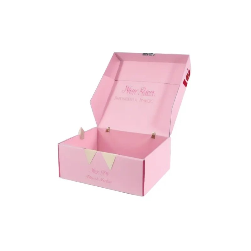 Caja rígida magnética con logotipo personalizado, embalaje listo para enviar, caja de papel de cinta Rosa grande de Lujo Personal