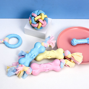 Juguete Masticable para Perros, Ecológico y Bonito, de TPR, Resistente a Mordidas, con Tira de Tela de Color Sólido, para Uso en Interiores y Exteriores - Product Image 3