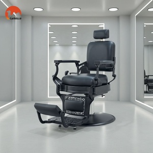 Fauteuil de Barbier Hydraulique Professionnel avec Cadre Or/Argent/Noir, Chaises Inclinables de Salon pour Coiffeur - Product Image 5