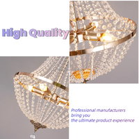 Lustre suspendu de luxe en cristal doré perlé pour décoration de scène de mariage, fête, événement, luminaire de plafond