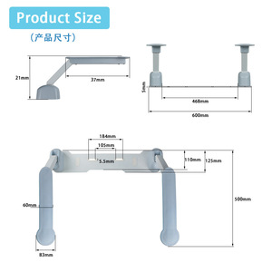 Barras de apoyo para inodoro Aojiele sin perforación, 600 mm, de plástico y aleación de hierro, pasamanos de seguridad para ancianos, soporte para baño - Product Image 1
