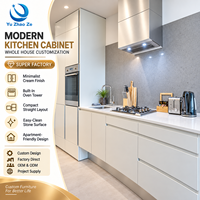 Meubles de cuisine modulaires modernes de luxe en bois massif, aménagement personnalisable pour la rénovation de cuisine ouverte de grande villa