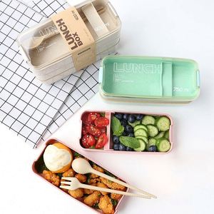 Boîte à lunch 1-3L en paille de blé 100% alimentaire, 3 couches, durable, résistante à la chaleur, étanche, écologique, avec couvercle en plastique, cuillère et fourchette - Product Image 6