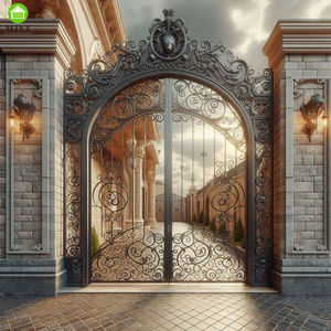 Puerta Foshan, puerta de empresa, diseño superior, Puerta de Hierro dorado wroug de lujo, Villa, castillo señorial, entrada exterior, puertas eléctricas de moda - Product Image 5