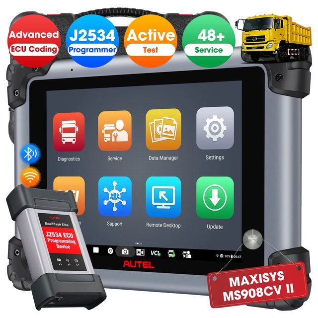 Autel MaxiSYS MS908CV II 2 Heavy Duty Truck Car 12V 24V OBD2 Scanner ECU Coding Programming Altar Diagnostic Tool