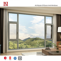 Ventana de imagen de vidrio templado doble de marca superior, gran marco moderno, apertura Manual de aluminio fijo para lumbrera de villas modernas